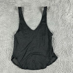 Lululemon Women's Seek The Heat V Neck Side Slit Tank Top S Black Stripes